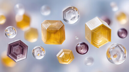 Microscopic view of pharmaceutical crystals, abstract colorful geometry in medical science