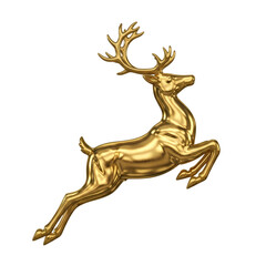 Elegant gold reindeer leaping with majestic antlers