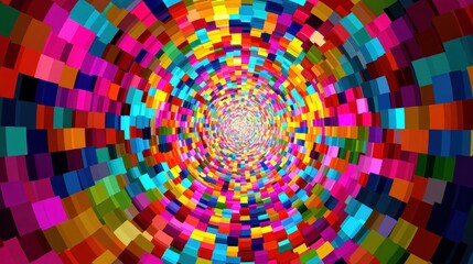 Obraz premium Vibrant Abstract Tunnel of Colorful Squares and Geometric Shapes.