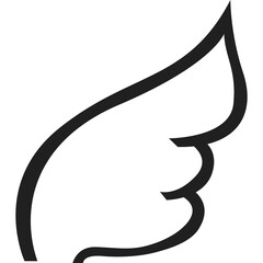Single Stylized Black Outline Wing With Transparent Background Isolated On White