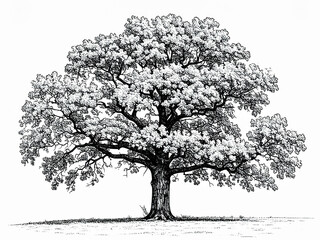 Old lonely oak tree coloring page