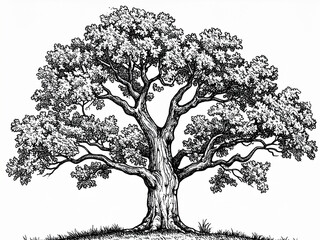 Old lonely oak tree coloring page