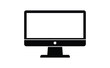 Sleek Black Computer Monitor Icon on a White Background