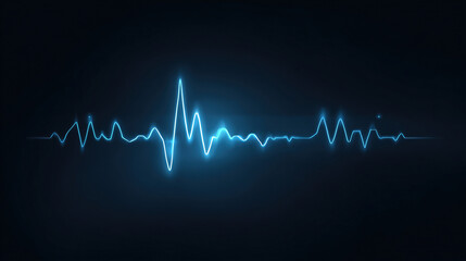 Digital heartbeat graph with neon blue EKG lines, health monitoring and diagnostics theme