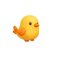 3D bird illustration. 3D cute yellow bird