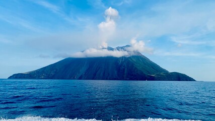 beautiful view of stromboli volcano in sicily © Moni Pol