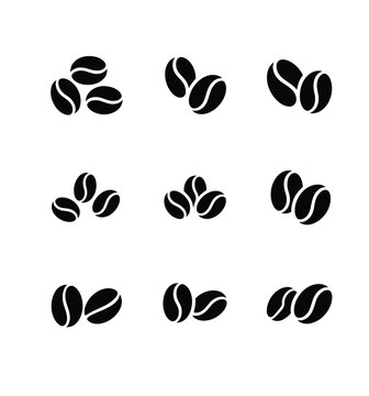 Set of 9 black coffee bean icons vector scalable illustration eps file vector