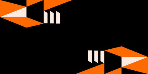 Orange and white abstract shapes with black background vector design.
