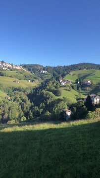 View on Zambla Bassa Mountain Village During a Sunny Summer Day. Bergamo Province, Italy