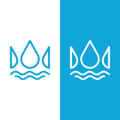 Water Crown Logo &ndash; Modern Aqua Drop Crown with Waves Line Clean Minimalist Vector Symbol