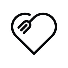 Love Eating Logo &ndash; Heart and Fork Food Symbol Minimalist Design
