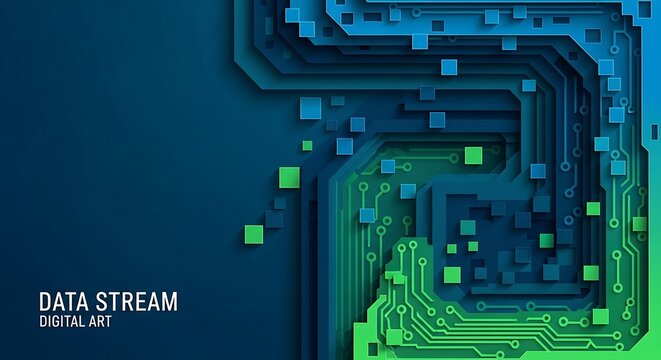 Abstract Data Stream Digital Art Background.