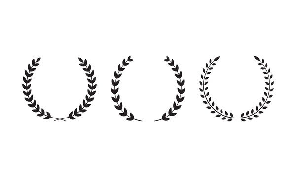 Laurel Ring Logo Frame Vector Set &mdash; Minimal Botanical Badge, Circular Wreath Elements for Branding, Packaging, Emblem Design