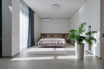 Modern milimalism bedroom with big window