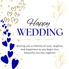 Dark and golden hearts Simple Happy Wedding Card