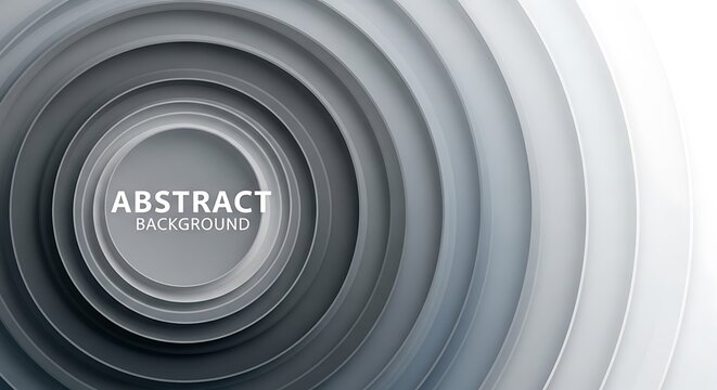 Abstract Background with Concentric Circles and Gradient Shades of Gray and White.