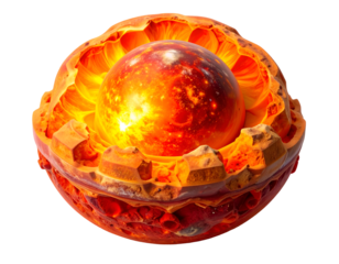 Scientific Illustration of Planet Cross-Section with Molten Core, Mantle, and Crust Layers