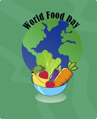 World Food Day celebration design for October 16th
World Food Day. Post featuring fruits and vegetables.