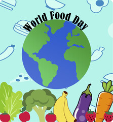 World Food Day celebration design for October 16th
World Food Day. Post featuring fruits and vegetables.