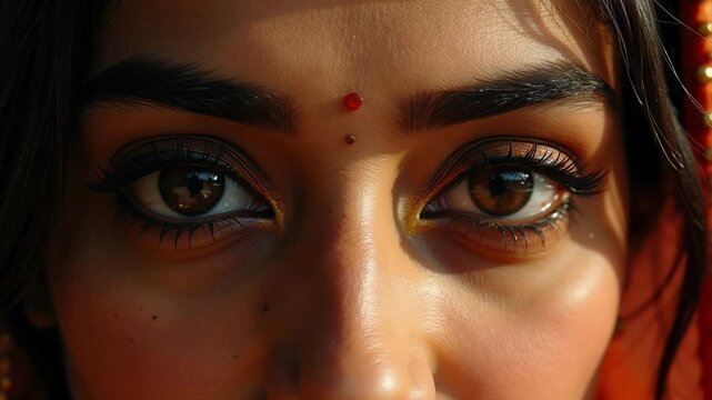 Stunning Kohl-Lined Eyes of Young Indian Woman in 4K Close Up, Perfect for Beauty, Fashion, and Cultural Videos that Demand Attention