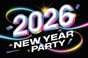 Ignite your celebration with a vibrant 2026 New Year's Eve party invitation design featuring dazzling lights and festive flair, perfect for unforgettable year-end events.