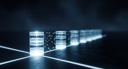 Data Storage Network: Abstract Digital Cylinder Array