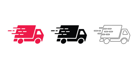 Vector delivery truck icons on a white background