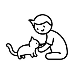The child is stroking the cat icon