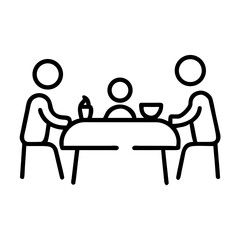 Big family at the dinner table icon