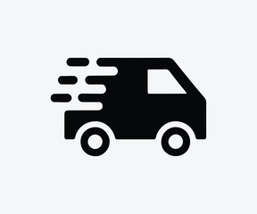 Fast Delivery Van Icon, Quick Shipping and Transport Service Symbol