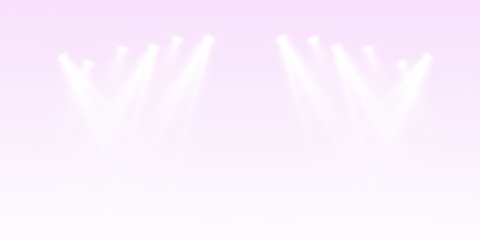 Pink spotlight stage background. Disco party projector light concert or show scene. Magic beam glow for nightclub or award winner with confetti glitter.