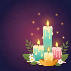 Candles with flowers light up the corner with a magical touch, creating a warm and inviting atmosphere