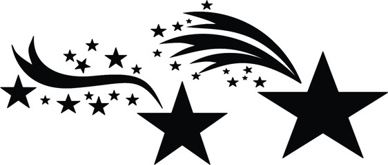 Star vector illustration with shooting star trail perfect for tattoo design isolated on white background