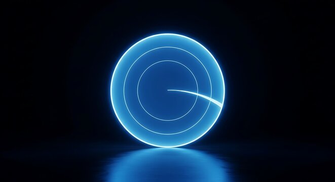 Futuristic Blue Radar Screen Displaying Circular Waves on a Dark Background.