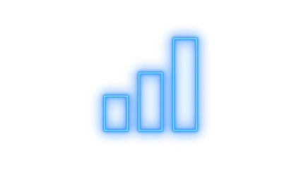 Glowing neon signal strength icon isolated on transparent background. Wireless network indicator. Connectivity level. Mobile data bars. Progress chart.