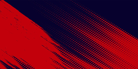 Halftone dots red and blue color pattern gradient grunge texture background. Dot pop art comic sport style vector illustration. grunge vector dots