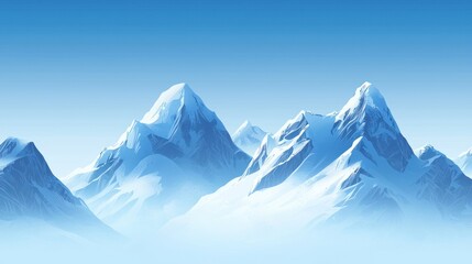 Fototapeta premium Majestic snow-capped mountain range under a clear blue sky. (2)