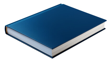 Blue hardcover book on white background