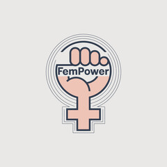 Fototapeta premium A bold illustration symbolizes women's empowerment, featuring a raised fist and feminist symbols, representing strength, unity, and the ongoing fight for equality.