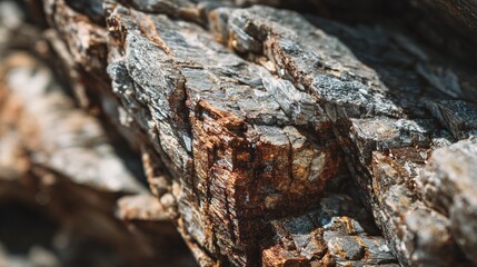 gypsum. Shiny fibrous minerals in ancient rock layers, silver-white luster, natural geological texture. STEM education sheets.