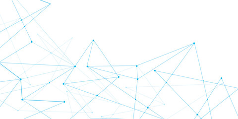 Obraz premium Blue network. futuristic connection technology background with dots and lines for desktop. Structure molecule and communication. Template for science and technology presentation, Vector illustration. 