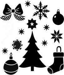 Christmass iconn sett in blac...