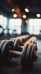 Row Of Dumbbells In A Gym