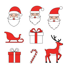 Santa Claus Icon Set — Flat Modern Minimal Vector Collection