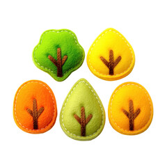 thanksgiving patchwork concept Colorful leaf-shaped decorations in various shades.