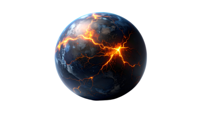 Apocalyptic Earth: Glowing Core and Cracks in Space - Digital Art Concept