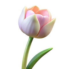 Naklejka premium 3d pink tulip isolated on transparent background