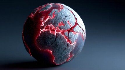 Crimson-veined cracked earth orb evokes cosmic catastrophe, celebrating Earth Day intrigue and speculative future disasters