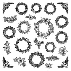 Ornament Vector  Festive Holiday Decoration Clipart. Ornament Vector Set. Ornament Line Art 