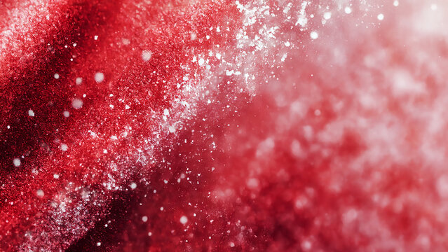 Abstract red and white snowy background with a festive winter holiday theme